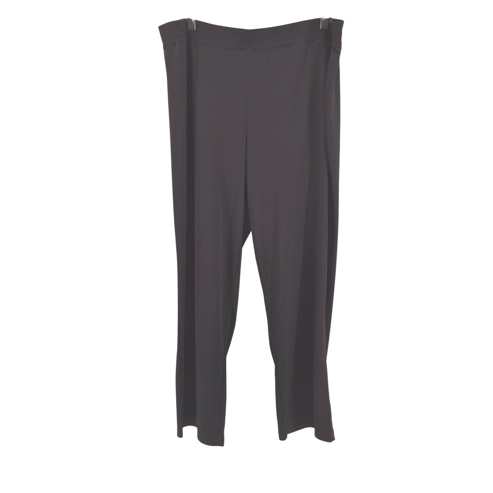 Susan Graver Essentials Black Wide Leg Pull‎ On Pants Womens Sz LP Petite Career